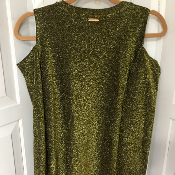 MICHAEL Michael Kors Metallic Green-Gold Cold Shoulder Tunic - Picture 12 of 15